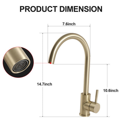 Lordear Kitchen Faucets  Bar Sink Faucet 360 Degree Single Handle Kitchen Sink Faucet Stainless Steel Matte Small RV Faucet Hot and Cold Single Lever Kitchen Faucets-Brushed Gold  from Lordear