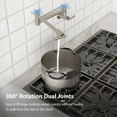 Lordear Stainless Steel Wall Mount Folding Double Joint Swing Arms Kitchen Faucet  from Lordear