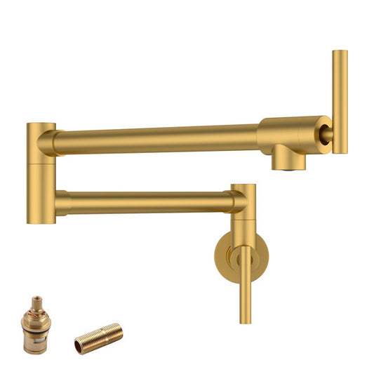 Lordear Gold Pot Filler Faucet Wall Mount Commercial Kitchen Faucet with Folding Double Joint Swing Arms Over Stove Stainless Steel  from Lordear