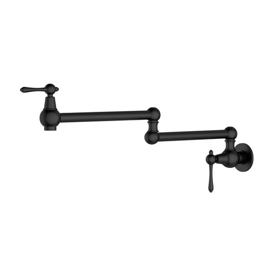 Lordear Black Pot Filler Faucet Wall Mount Commercial Kitchen Faucet with Folding Double Joint Swing Arms Over Stove Brass Construction  from Lordear