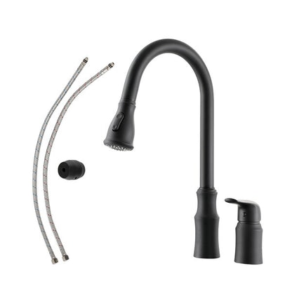 Lordear Black Kitchen Faucet with Soap Dispenser Pull Down Sprayer 360 Degree Single Handle Stainless Steel Sink Faucet  from Lordear