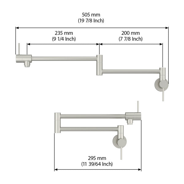 Pot Filler Faucet Kitchen Faucet Folding Stretchable Brass Faucet with Two Handles Wall Mount-Brushed Nickel  from Lordear