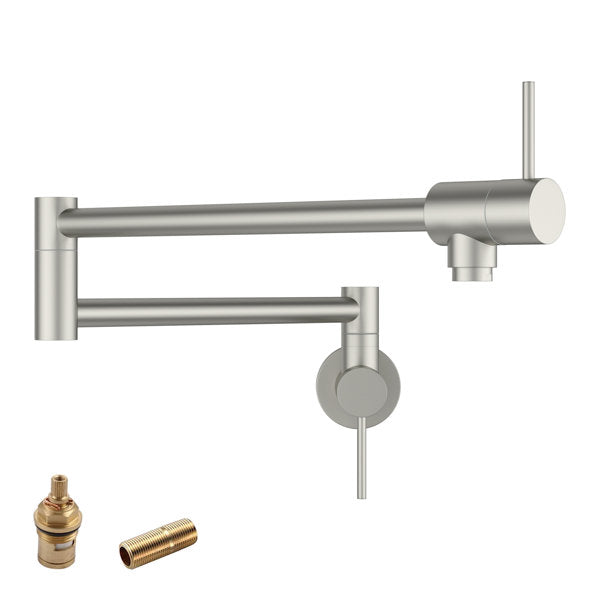 Pot Filler Faucet Kitchen Faucet Folding Stretchable Brass Faucet with Two Handles Wall Mount-Brushed Nickel  from Lordear