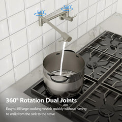 Lordear Stainless Steel Two Handles Wall Mount Folding Stretchable Kitchen Faucet  from Lordear