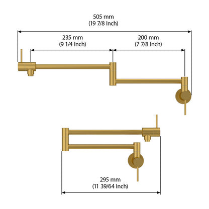 Pot Filler Faucet Kitchen Faucet Folding Stretchable Brass Faucet with Two Handles Wall Mount-Gold Brushed  from Lordear