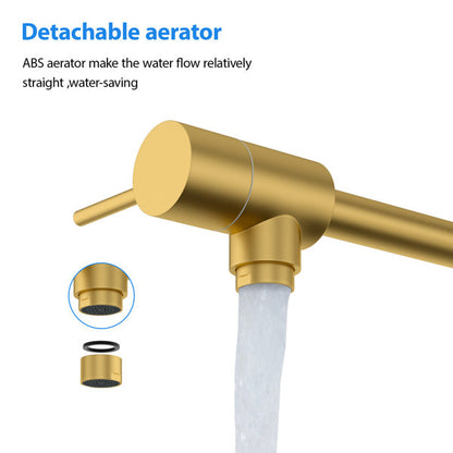 Pot Filler Faucet Kitchen Faucet Folding Stretchable Brass Faucet with Two Handles Wall Mount-Gold Brushed  from Lordear