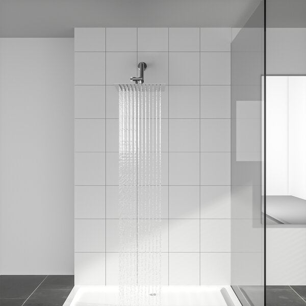 Shower System 12in Square Stainless Steel Rain Fixed Shower Head with Arm-Chrome  from Lordear