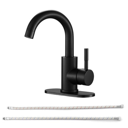 Lordear Black Bathroom Faucet Bathroom Sink Faucet Vanity Single Hole Single Handle Matte Black Modern RV Faucet  from Lordear