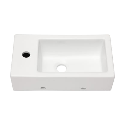 Lordear 18x10 Inch Rectangle Wall Mount Bathroom Sink with Single Faucet Hole White Porcelain Ceramic  from Lordear