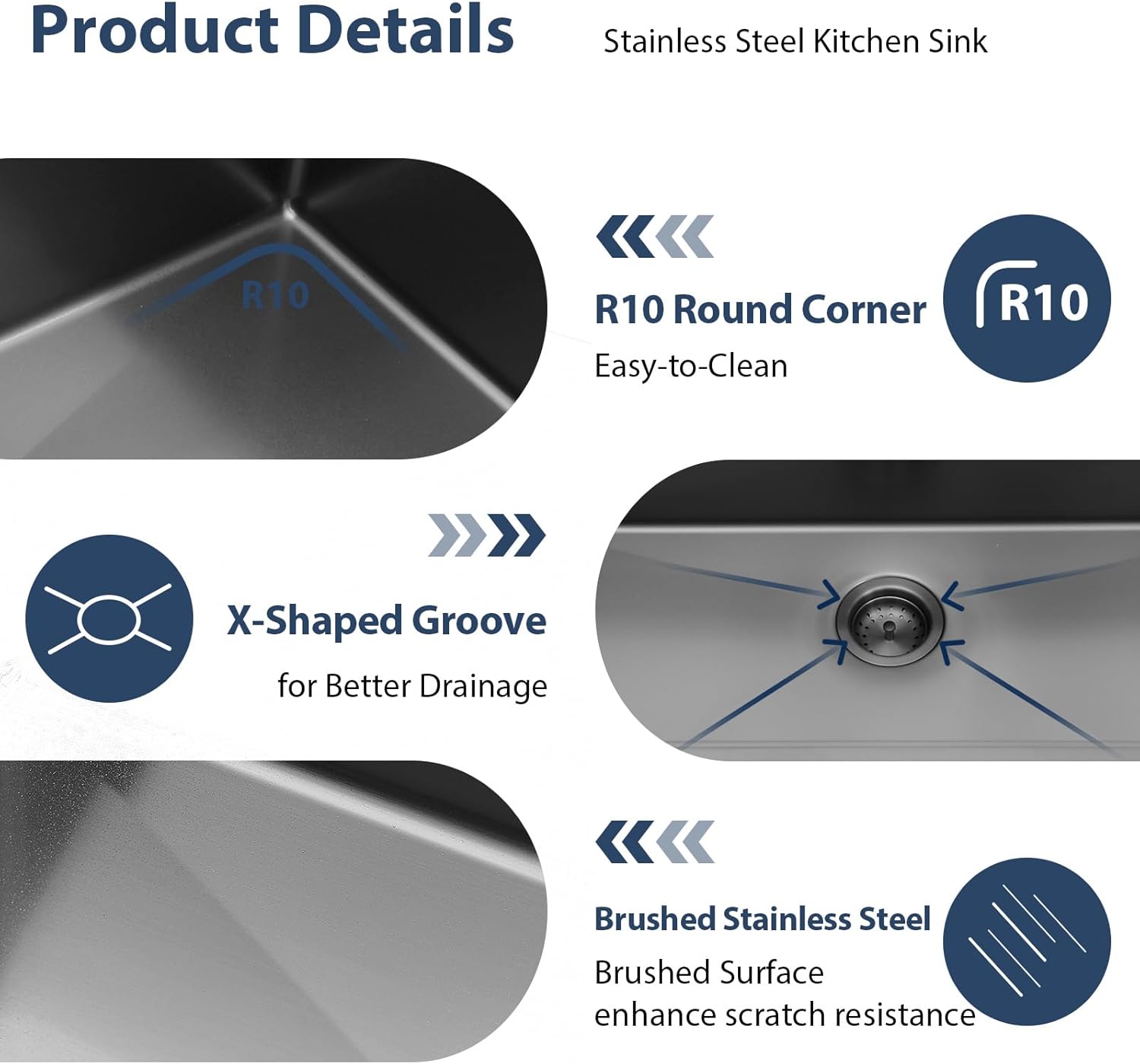 Lordear Stainless Steel Black Single Bowl Workstation Kitchen Sink
