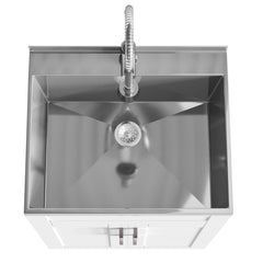 24-inch All-in-One Utility Stainless Steel Sink &  Pure White Laundry Cabinet with Chrome Faucet  from Lordear