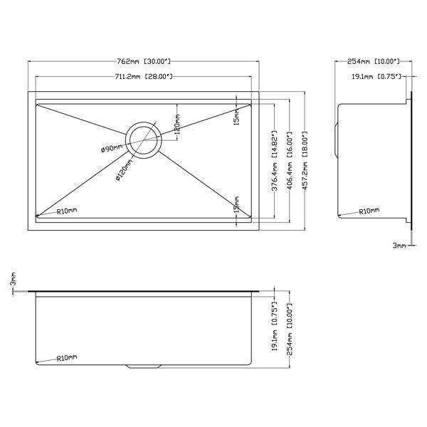 Workstation 30in L x 18in W Undermount Kitchen Sink With Accessories  from Lordear