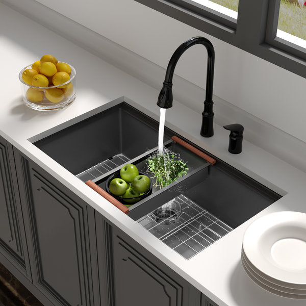 Workstation 30in L x 18in W Undermount Kitchen Sink With Accessories  from Lordear