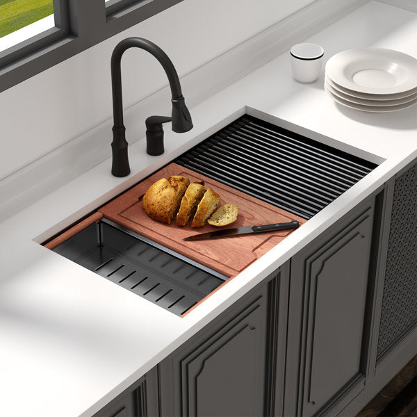 Lordear 30'' x 18'' Stainless Steel Black Undermount Workstation Kitchen Sink  from Lordear