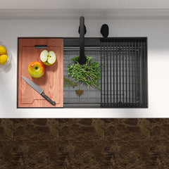 Lordear 30'' x 18'' Stainless Steel Black Undermount Workstation Kitchen Sink  from Lordear