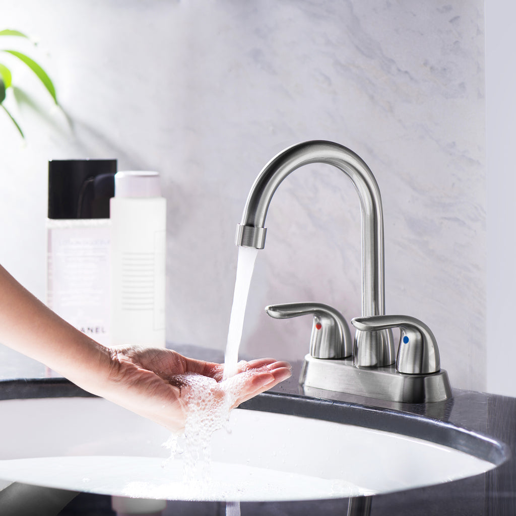 Lordear Bathroom Sink Faucet 2 Handle Brushed Nickel Faucets Set | Bathroom Faucet, Bathroom Faucets, Bathroom Sink Faucet | Lordear