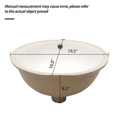 Lordear 19.5" x 16" Ceramic White Oval Undermount Bathroom Sink with Overflow  from Lordear