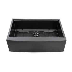 Lordear 36in x 22in Kitchen Sink Farmhouse Workstation Black Stainless Steel with Accessories | Kitchen Farmhouse Sink, Kitchen Workstation Sink | Lordear