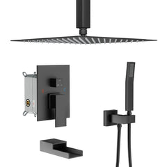 Luxury Rain Mixer Shower Combo Celling Mounted Rainfall Shower Head System Square Rain Shower Head  from Lordear