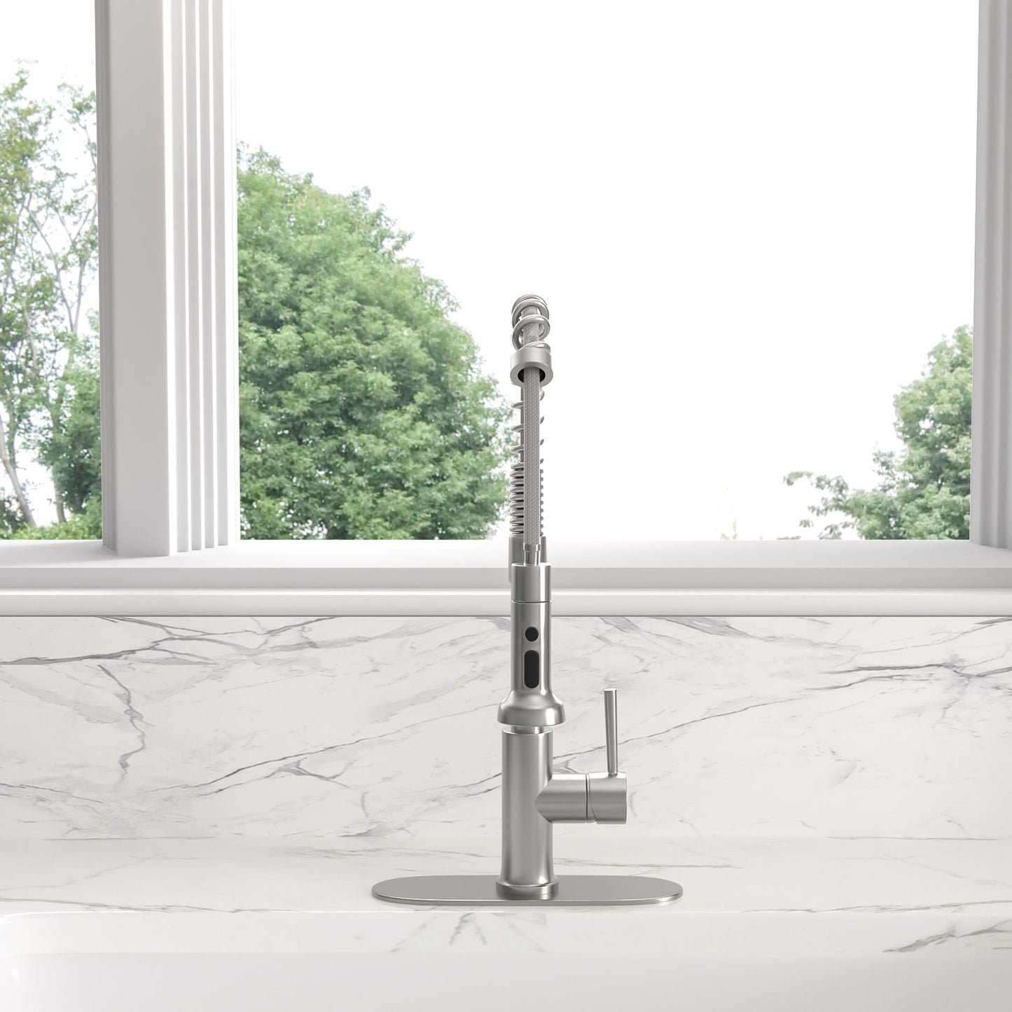 Pull Down Kitchen Faucet Kitchen Taps Single Handle Shape of Spring in Brushed Nickel  from Lordear