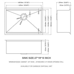 Lordear 27'' Stainless Steel Single Bowl Workstation Kitchen Sink with Accessories  from Lordear