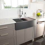Lordear 36in x 22in Kitchen Sink Farmhouse Workstation Black Stainless Steel with Accessories from Lordear