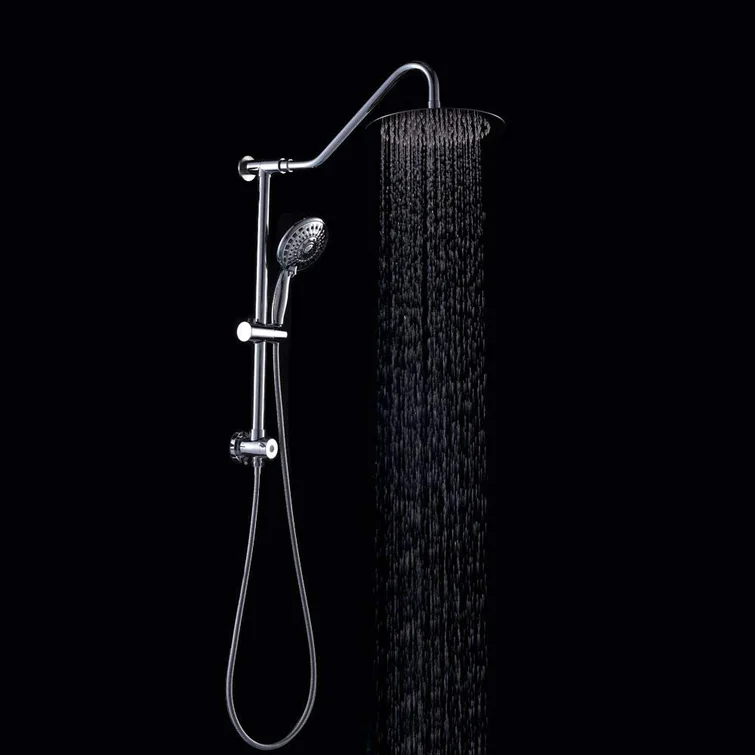 10 Inch Rainfall Round Shower Head System with Handheld Shower Adjustable Slide Bar Wall Mounted  from Lordear