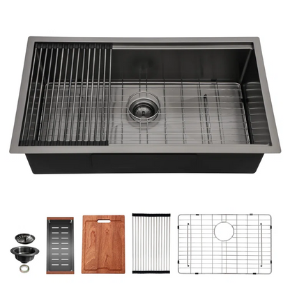 33in W x 19in D Stainless Steel Kitchen Sink Workstation Single Bowl with Cutting Board Undermount  from Lordear