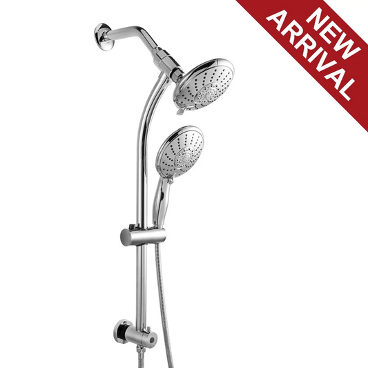 5 Inch Rainfall Round Shower System Shower Head with Handheld Shower 5-Setting Wall Mounted | 5 Inch Shower System, Bath, Bathroom, Dual Head, Handheld Shower, Multi Function Rain Shower Head, Rain, Rain Shower Mixer Set, Rainfall Shower System, Shower, Shower Faucets & Systems, Shower Heads, Shower System | Lordear