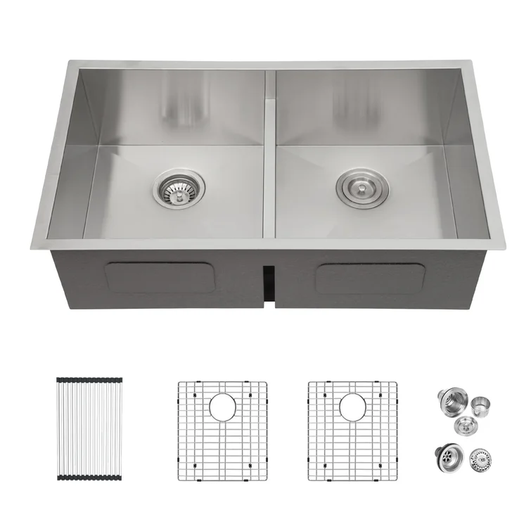 30"/33" W x 19" D Stainless Steel Kitchen Sink Double Equal/Offset Bowl Undermount from Lordear