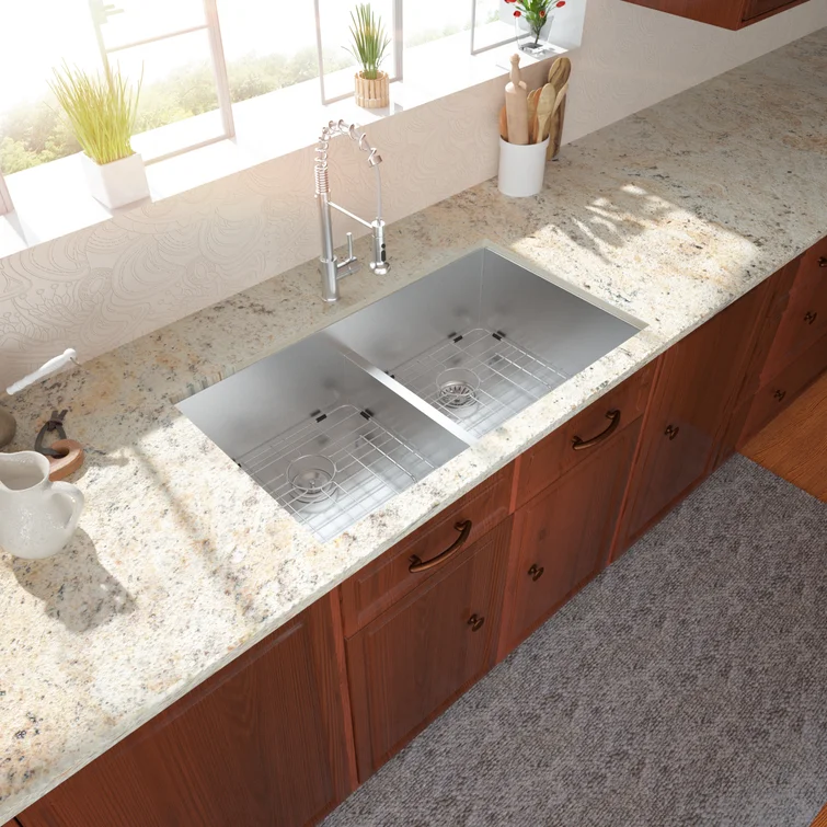 30in /33in W x 19in D Stainless Steel Kitchen Sink Double Equal/Offset Bowl Undermount  from Lordear