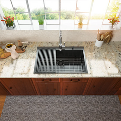 Lordear 28'' Stainless Steel Gunmetal Black Topmount Single Bowl Kitchen Sink  from Lordear