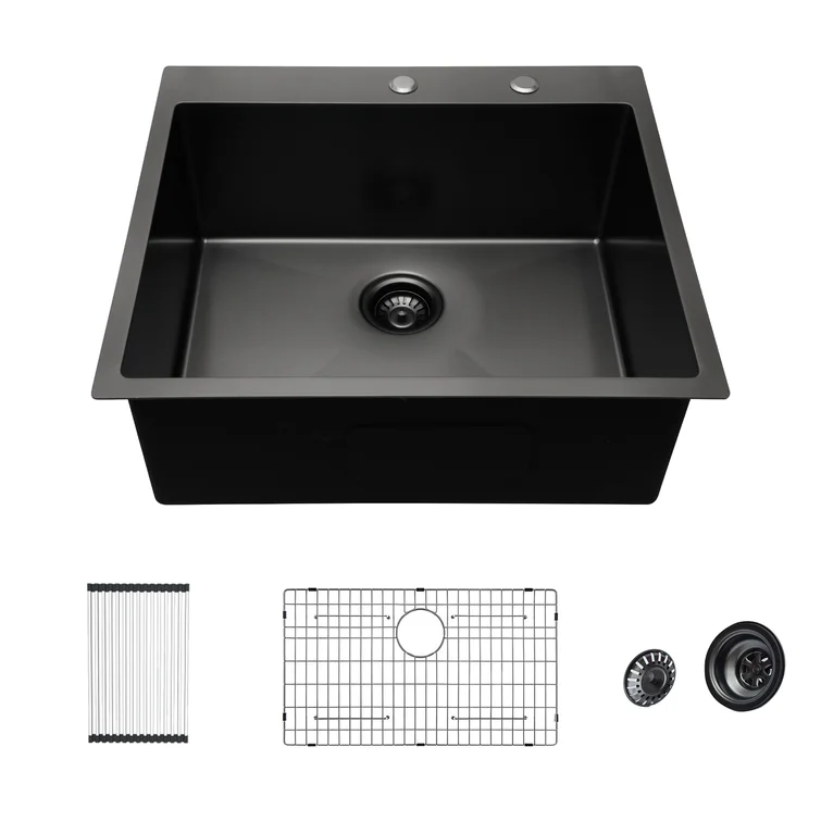 Lordear 28'' Stainless Steel Gunmetal Black Topmount Single Bowl Kitchen Sink  from Lordear