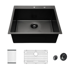Lordear 28'' Stainless Steel Gunmetal Black Topmount Single Bowl Kitchen Sink  from Lordear