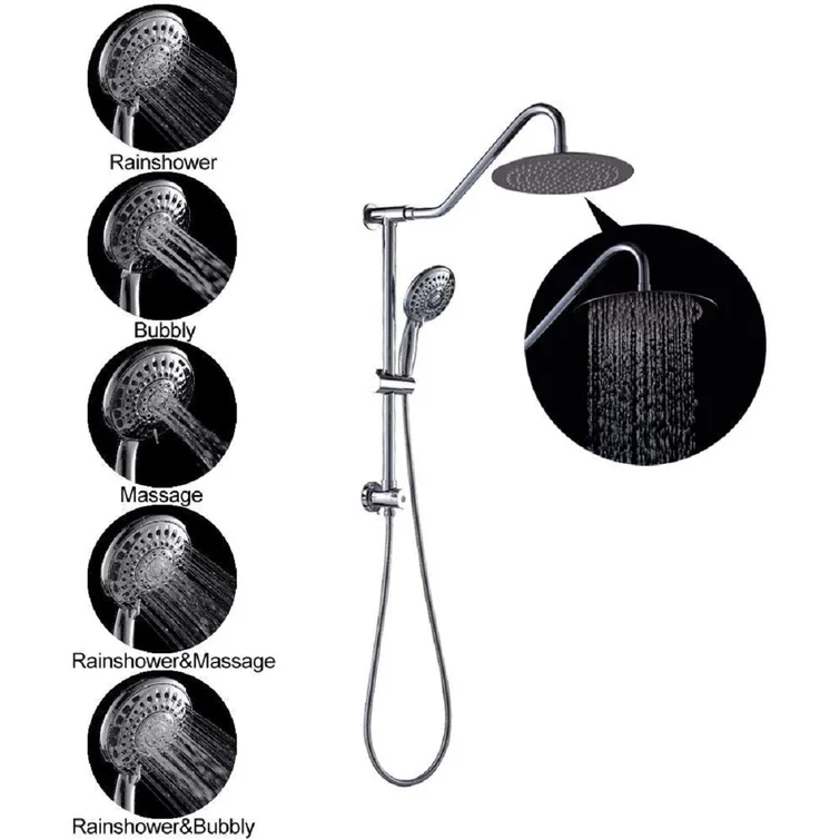 10inch Wall Mounted Rainfall Shower Head System Shower Faucet, Black