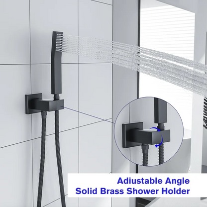 12 Inch Rainfall Square Shower Head System with Handheld Shower and Waterfall Faucet Ceiling Mounted  from Lordear