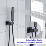12 Inch Rainfall Square Shower Head System with Handheld Shower and Waterfall Faucet Ceiling Mounted from Lordear