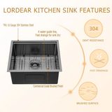 23in W x 18in D Stainless Steel Kitchen Sink Workstation Sink with Accessories Undermount from Lordear