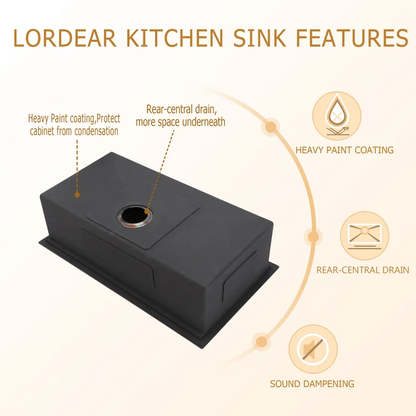 33in W x 19in D Stainless Steel Kitchen Sink Workstation Single Bowl with Cutting Board Undermount  from Lordear