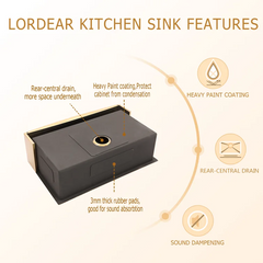 Lordear 33'' x 21'' Stainless Steel Gold Apron Front Farmhouse Kitchen Sink  from Lordear