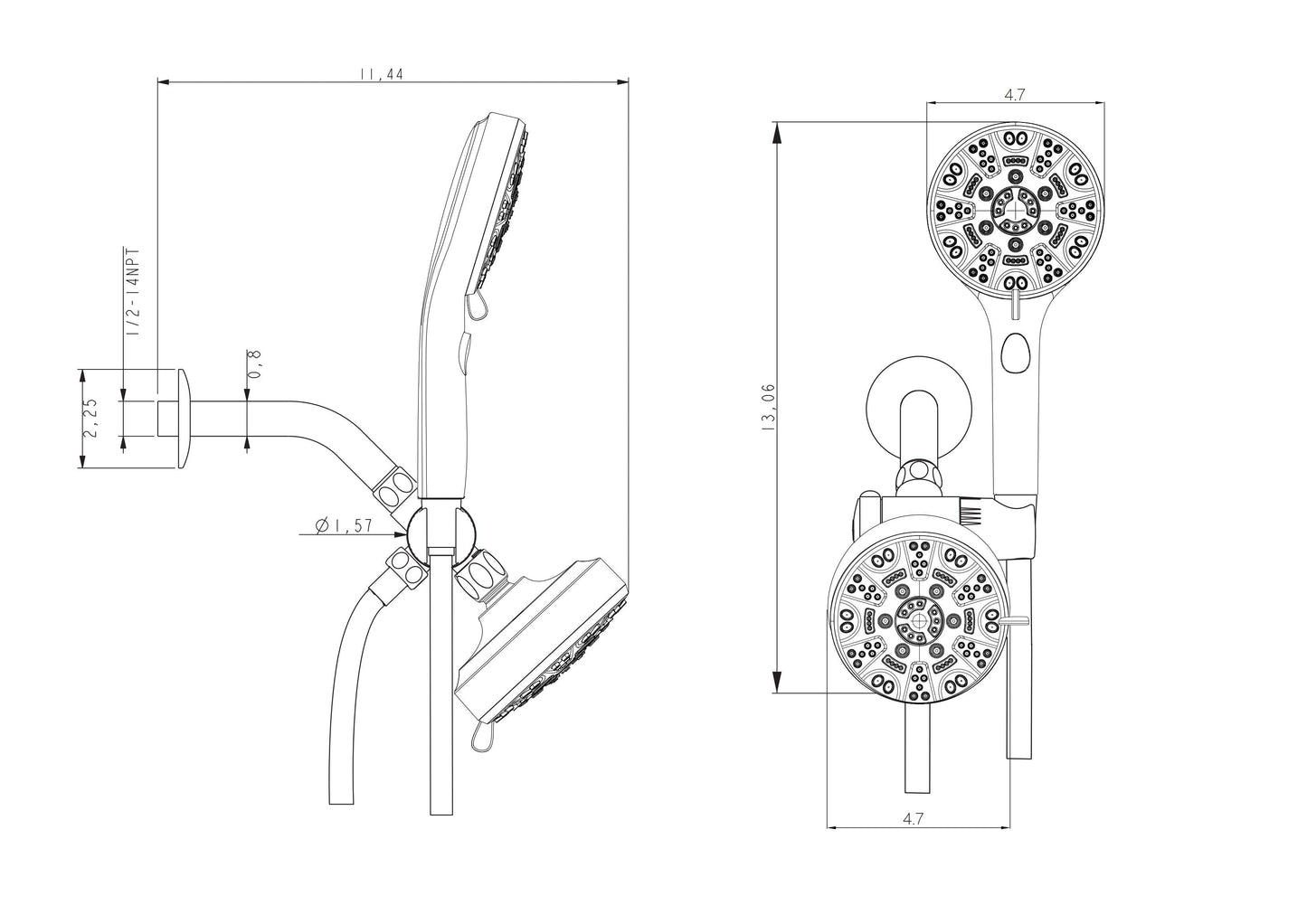 5 Inch Rainfall Round Shower Head and Handheld Shower 8-Mode with Hose and Pause Button | 5 Inch Shower System, Bath, Bathroom, Handheld Shower, Long Inventory Age, Rain, Rainfall Shower Head, Rainfall Shower System, Shower, Shower Faucets & Systems, Shower Head | Lordear