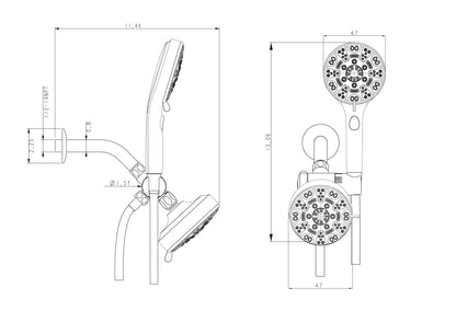 5 Inch Rainfall Round Shower Head and Handheld Shower 8-Mode with Hose and Pause Button | 5 Inch Shower System, Bath, Bathroom, Handheld Shower, Long Inventory Age, Rain, Rainfall Shower Head, Rainfall Shower System, Shower, Shower Faucets & Systems, Shower Head | Lordear