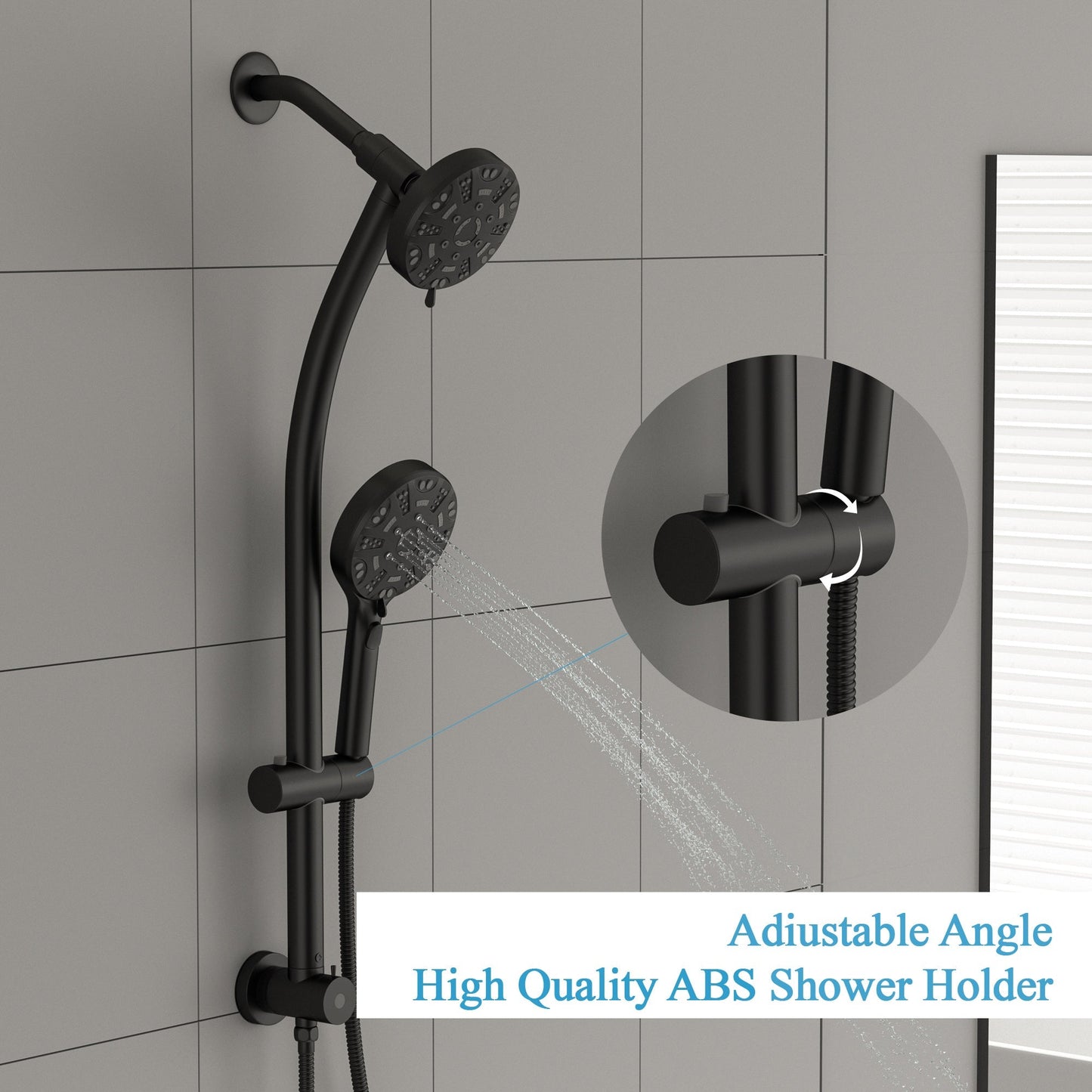 5 Inch Rainfall Round Shower Head Mixer Set and Handheld Shower 8-Mode  from Lordear