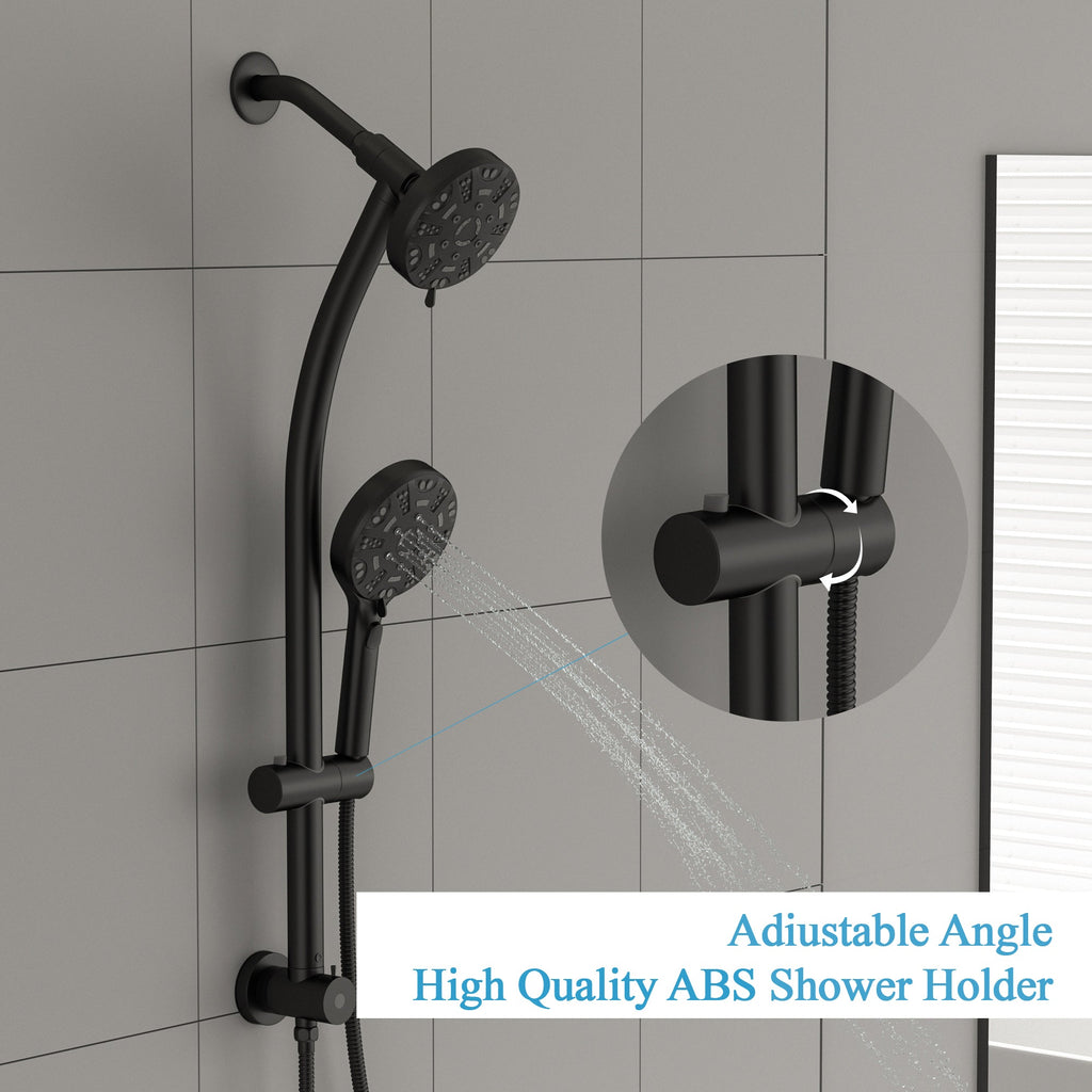 5 Inch Rainfall Round Shower Head Mixer Set and Handheld Shower 8-Mode Extension Arm Sliding Bar | 5 Inch Shower System, Bath, Bathroom, Handheld Shower, Rain Shower Mixer Set, Rainfall Shower Head, Rainfall Shower System, Shower, Shower Faucets & Systems, Shower Head, Shower System | Lordear