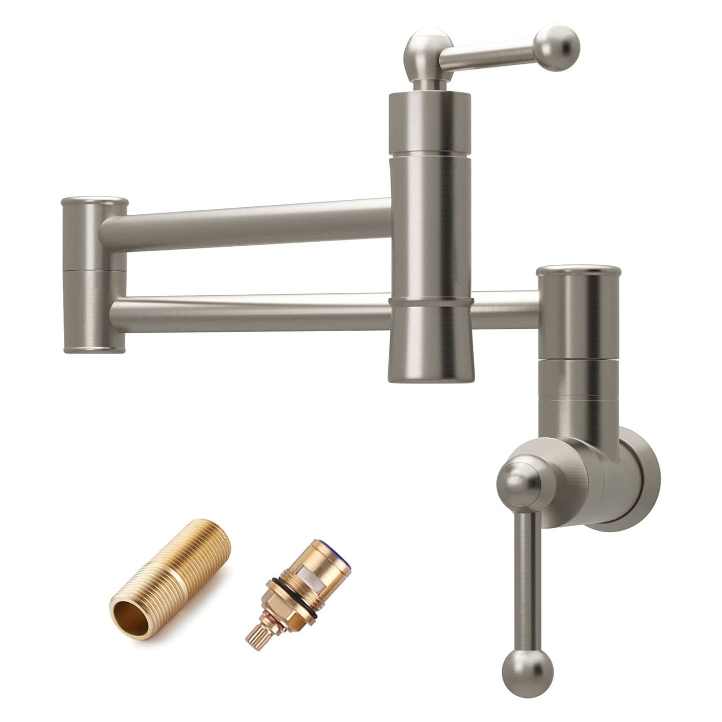 Pot Filler Faucet Solid Brass Wall Mounted in Brushed Nickel  from Lordear