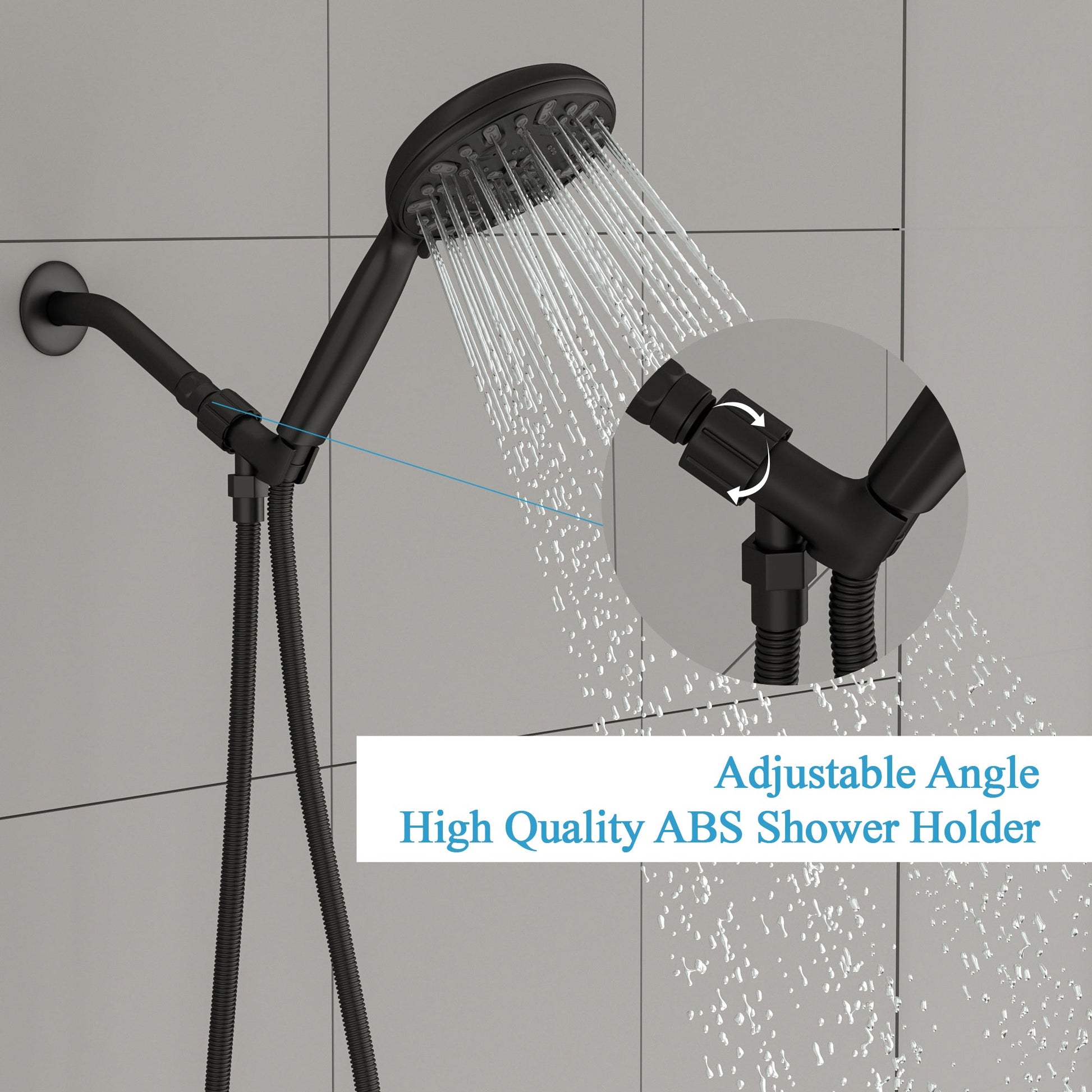 5 Inch Rainfall Round Handheld Shower Head with Shower Arm and Shower Hose 7-Mode | 5 Inch Shower System, Bath, Bathroom, Handheld Shower, Rain, Rainfall Shower Head, Shower, Shower Faucets & Systems, Shower Head, Single Shower Head | Lordear