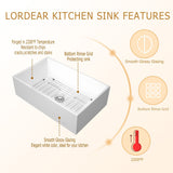 36in W x 20in D Farmhouse Kitchen Sink Kitchen Sink Single Bowel Ceramic with Accessories from Lordear