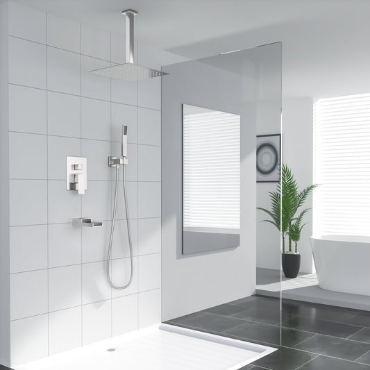 Lordear Stainless Steel Ceiling Mounted Rainfall Shower Head System with Waterfall Faucet  from Lordear