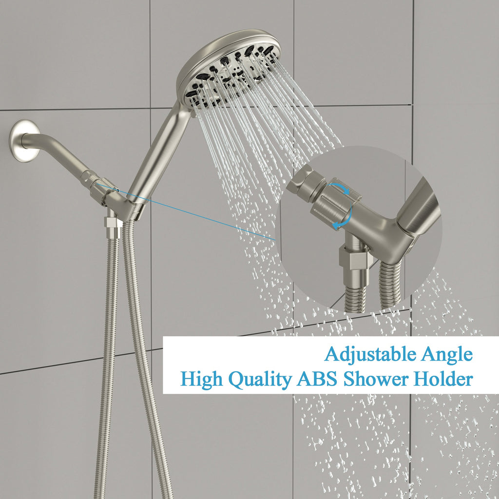 5 Inch Rainfall Round Handheld Shower Head with Shower Arm and Shower Hose 7-Mode | Shower Faucets & System | Lordear