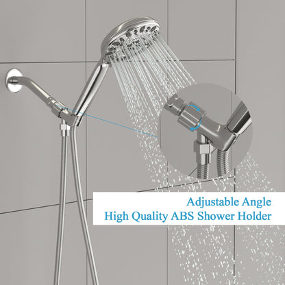 5 Inch Rainfall Round Handheld Shower Head with Shower Arm and Shower Hose 7-Mode | Shower Faucets & System | Lordear